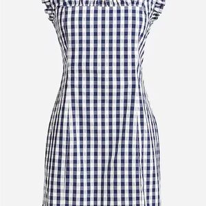J. Crew Ruffle-trim stretch cotton poplin mini dress in gingham